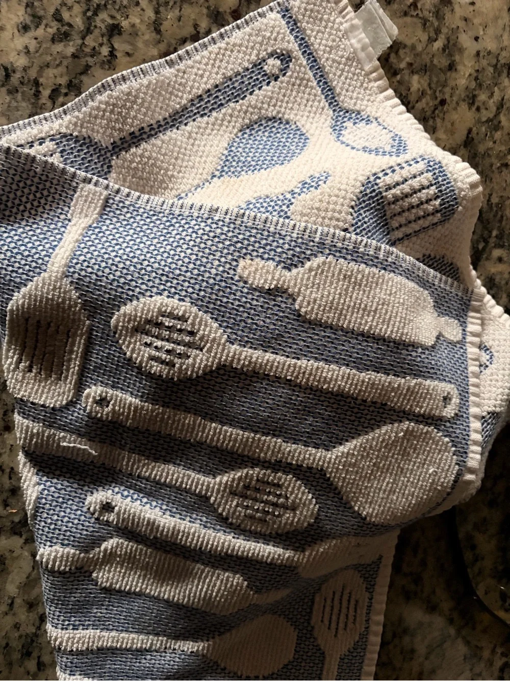 Blue and White Reversible Kitchen Hand Towels - Textured Set of 3